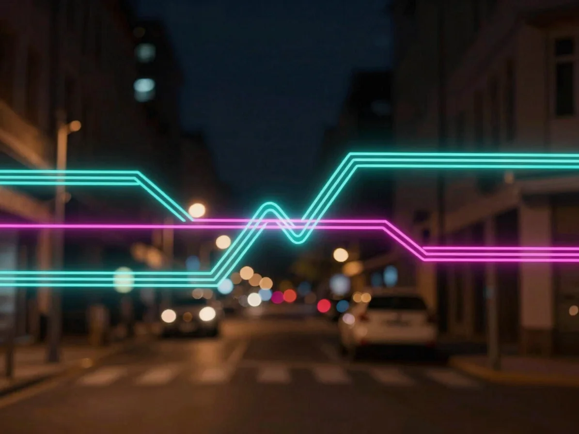 Abstract representation of secure data flow, glowing lines in tur