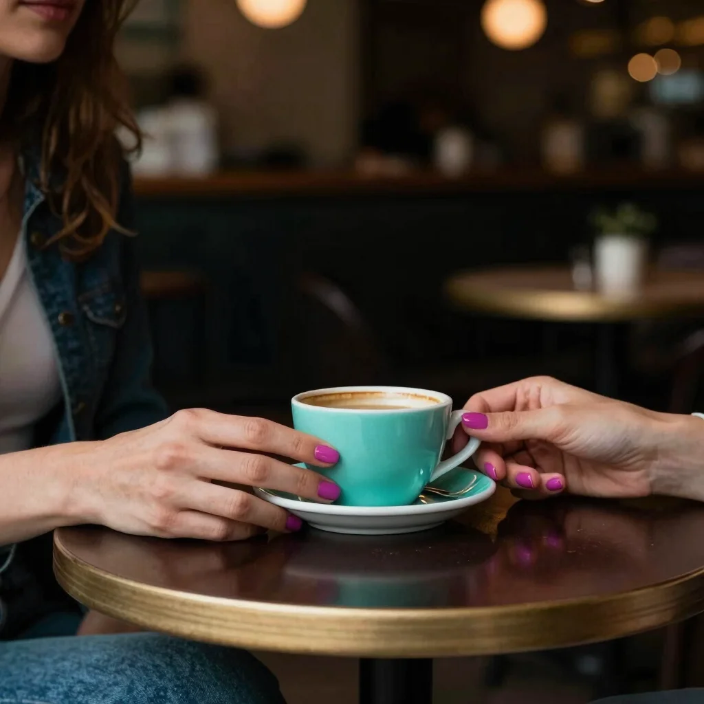 Gros plan sur les mains d'une femme tenant une tasse de café dans